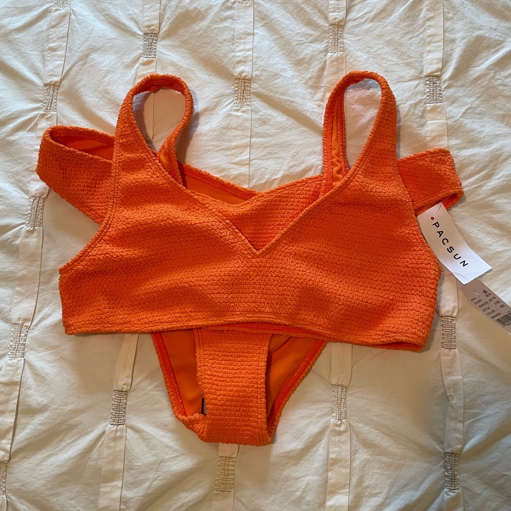 PacSun Eco Orange Belle Scrunch V High Cut Bikini Top & Bottom